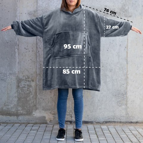 Bluzair Bluza Koc z Kapturem XXL Ciepła Szary 4w1 Froster Bluzair Bluza Koc z Kapturem XXL Ciepła Szary 4w1 Froster