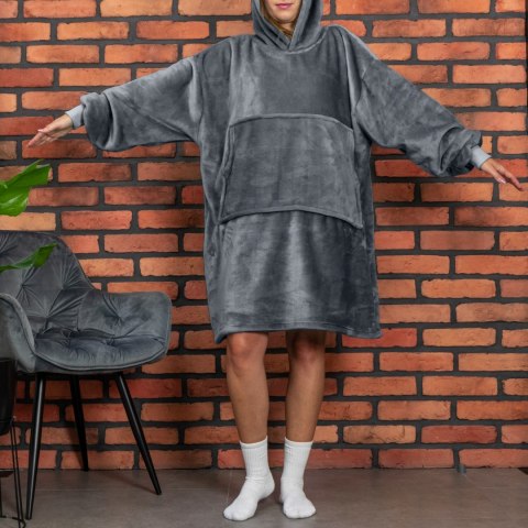 Bluzair Bluza Koc z Kapturem XXL Ciepła Szary 4w1 Froster Bluzair Bluza Koc z Kapturem XXL Ciepła Szary 4w1 Froster