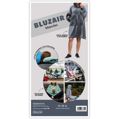 Bluzair Bluza Koc z Kapturem XXL Ciepła Szary 4w1 Froster Bluzair Bluza Koc z Kapturem XXL Ciepła Szary 4w1 Froster