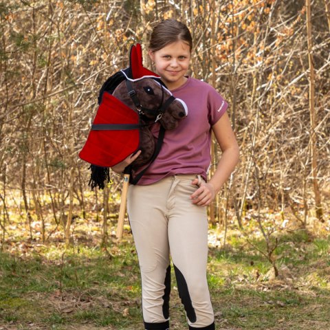 Zestaw Skippi - Hobby Horse Gniady - Derka i nauszniki - czerwona i czarna Skippi