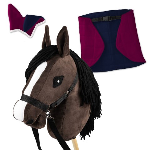 Zestaw Skippi - Hobby Horse Gniady - Derka i nauszniki - fuksja i granat Skippi