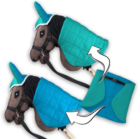 Zestaw Skippi - Hobby Horse Gniady - Derka i nauszniki - mięta i niebieski Skippi
