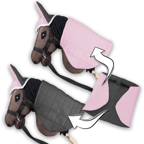 Zestaw Skippi - Hobby Horse Gniady - Derka i nauszniki - różowa i szara Skippi