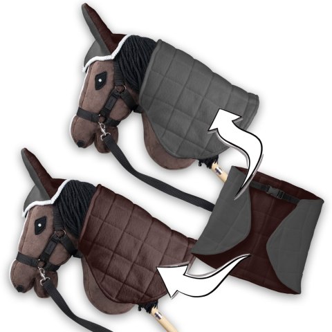 Zestaw Skippi - Hobby Horse Gniady - Derka szary i brąz - Kantar c-zielony Skippi