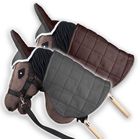 Zestaw Skippi - Hobby Horse Gniady - Derka szary i brąz - Kantar c-zielony Skippi