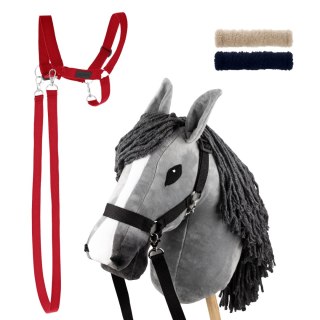 Zestaw Skippi - Hobby Horse szary i dodatkowy kantar - czerwony Skippi